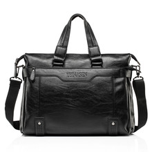 New Fashion male soft leather commercial briefcase/Brand design men's messenger bag/casual Business bag 14" Laptop bags for men 2024 - buy cheap