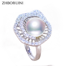 ZHBORUINI 2018 Fashion Pearl Ring Jewelry Of Silver Rose Rings Natural Freshwater Pearl 925 Sterling Silver Rings For Women Gift 2024 - buy cheap