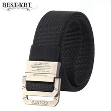 Best YBT Unisex belt fashion weaving Nylon Alloy Double ring buckle Men belt Outdoor casual sport youth solid color belt 2024 - buy cheap