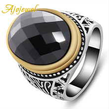 Ajojewel  New Men Ring Vintage Oxidized Male Finger Rings With Zircon Crystal Jewelry Luxury 2024 - buy cheap