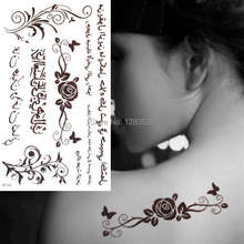 3 листа, коричневые татуировки, арабские Временные татуировки, наклейки, цветок, тату женский боди-арт 2024 - купить недорого