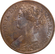 Коллекционная монета 1873, Великобритания, 1 пенни, Виктория, 2-й портрет, красная медь 2024 - купить недорого