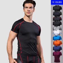 Ropa Deportiva de secado rápido para hombre, camisetas ajustadas de compresión para correr, de manga corta, sólido corto, para gimnasio 2024 - compra barato