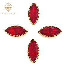 Ojo de caballo rojo para coser diamantes de imitación, base dorada con agujero, garras de encaje, accesorios de cristal para manualidades, 7x15mm, envío gratis 2024 - compra barato