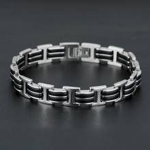 SIZZZ 21cm long 10mm wide European and American fashion jewelry rock style stainless steel motorcycle Bracelet&Bangles for men 2024 - buy cheap