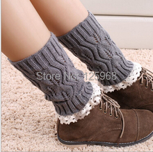 Free Shipping!5pairs/lot Fashion leg warmers womens boot cuffs lace leg warmer gaiters wool knitted Leaves boot socks 2024 - buy cheap
