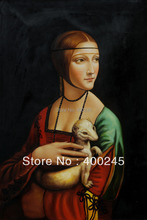 Handmade Oil Painting Portrait Leonardo Da Vinci Lady With an Ermine Famous Classical Artwork Woman Picture For Wall Decor Gift 2024 - buy cheap