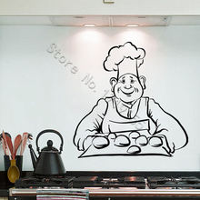 YOYOYU-calcomanía de pared con diseño de Chef de pan, pegatinas de vinilo para pared de cocina, logotipo de ventana de tienda de pan, Mural de diseño Interior extraíble DIYZW448 2024 - compra barato