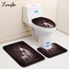 Zeegle 3 uds conjunto de alfombras de baño con alces impresos alfombrilla de baño antideslizante alfombras de baño alfombrilla para tapa absorbente de inodoro alfombrilla de baño 2024 - compra barato