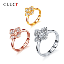 CLUCI 925 Sterling Silver Women Flower Ring for Jewelry Adjustable Pearl Ring Mounting Silver 925 Zircon Rings SR2244SB 2024 - buy cheap