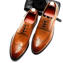 Sapatos formais masculinos sapatos de couro genuíno oxford para homens vestir brogues de casamento sapatos de escritório rendas até sapatos masculinos 2020 2024 - compre barato