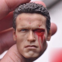 Cabeçote personalizado arnold schzenegger, escultura de cabeça em escala 1/6, edição de danos à guerra t800, modelo de brinquedo 2024 - compre barato