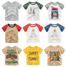 Camiseta estampa de dinossauro para bebês, camiseta de algodão com estampa de desenho animado para o verão crianças meninos meninas 2024 - compre barato