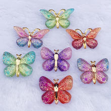 23*38mm Rainbow Colorful Butterfly Flat back Rhinestone and Appliques DIY Wedding scrapbook Accessories 50pcs -B27*5 2024 - buy cheap