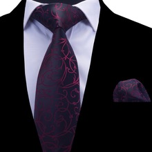 Ricnais Floral Tie Set for Men Blue Silver Tie and Handkerchief Wine Red Necktie Man Corbatas Hombre Pocket Square Wedding Tie 2024 - buy cheap