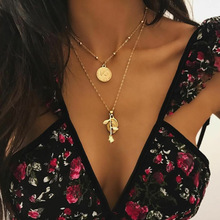 2 Pcs/Set Women Necklace Classic Virgin Mary Rose Round Portrait Pendant Multilayer Gold Necklace Set Lady Wedding Party Jewelry 2024 - buy cheap