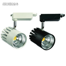 De alta calidad llevó la luz de la pista 30W COB luz de la pista 2-conector de alambre AC85-265V iluminación LED sobre riel blanco shell negro 2024 - compra barato