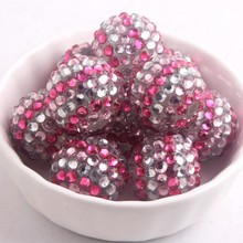 Oykza tiras de bola de strass rosa transparentes, cores resina volumosa bola de strass para crianças acessórios de joias 20mm 100 peças por lote 2024 - compre barato