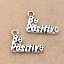 15pcs Be Positive Charm Pendant fit Bracelet Necklace Tibetan Silver Plated Jewelry DIY Making Accessories 12x17mm 2024 - buy cheap