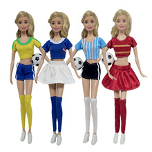 6 комплектов модных кукол Besegad для девочек, футбольная одежда, спортивные наряды, повседневная одежда, костюмы, аксессуары для игрушки Барби 2024 - купить недорого