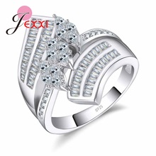 Wholesale Sparkly White Cubic Zircon Jewelry Women New Brand Ring Twist Shape Fine 925 Sterling Silver Wedding Bijoux 2024 - buy cheap