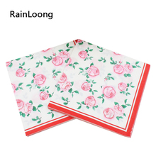 [Rainloong] papel de decoração para guardanapo de papel impresso com flor rosa floral, 33cm * 33cm e 1 pacote (20 tamanhos) 2024 - compre barato