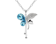 Hot Austrian Blue Crystal Butterfly Pendant Long Big Necklace Lady Costume Sweater Chain Jewelry Fine Bijoux Wholesale NXL0097 2024 - buy cheap