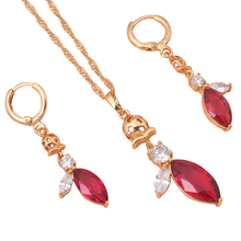 Rose Jewelry sets perfect Gift  gold tone Rose Zircon Crystal  Earrings Necklace Fashion Jewelry JS400A 2024 - buy cheap