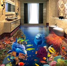 3d flooring mural wallpaper custom Tropical fish dolphin bedroom Living room bathroom walls floor wallpaper for walls 3 d 2024 - buy cheap