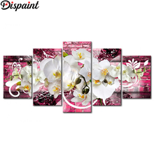 Dispaint 5pcs Full Square/Round Drill 5D DIY Diamond Painting "Flower orchid" Multi-picture Combination Embroidery 5D Decor 2024 - buy cheap