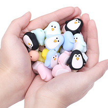Chenkai 5 шт. силиконовые бусины для прорезывания зубов Пингвин DIY детские животные Мультяшные искусственные игрушки ювелирные изделия из бисера 2024 - купить недорого