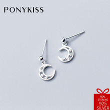 PONYKISS Romantic S925 Sterling Silver Minimalist Zircon Crescent Stud Earrings Women Party Anniversary Jewelry Fashion Gift 2024 - buy cheap