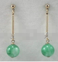 Hot sale Free Shipping>>>>>Yellow Gold Plate Green stone Earring 2024 - buy cheap