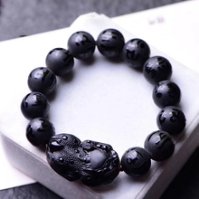 Wholesale JoursNeige Scrub Black Natural Obsidian Stone Bracelets Six Words Buddha Beads Pixiu Bracelet for Men Bracelet Jewelry 2024 - buy cheap