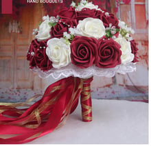 2019 Burgundy Wedding Bouquet for Bride Woman Mariage Artificial Wedding Bouquets Rose Flowers Holder Wedding Photography Props 2024 - buy cheap