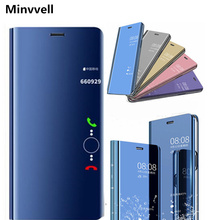 Funda de teléfono de PC con tapa y espejo transparente para Huawei P20 P10 mate 10 lite P Smart On Honor Note10 7C 8 9 lite Y6 Y7 Y9 Y5 2018 2024 - compra barato