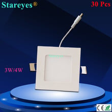 Free shipping 30 pcs Square LED Panel Light 4W AC85-265V 105mm 320Lm SMD 2835 Downlight lamp spotlight bulb led ceiling lighting 2024 - buy cheap