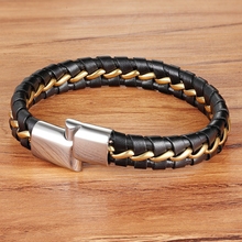TYO 2019 Twining Combination Pattern Braided Bracelet For Men Stainless Steel Genuine Leather Bracelet For Birthday Party Gift 2024 - buy cheap