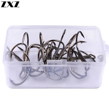 10pcs/Box High Carbon Steel Fishing Lure Hooks 1/0# 2/0# 3/0# Black Round Bent Treble Japan Hook Tackle Saltwater Bass with Box 2024 - buy cheap