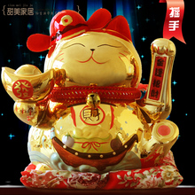 Genuine gold Japan Lucky Cat hand oversize ceramic ornaments shop opened 9 inch holiday gifts crafts suit living room Desktop 2024 - buy cheap