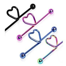 Hot Sale Stainless Steel heart Ear Bone Nail Piercing Stus Earring Body Jewelry Colorful Ear Tunnel Barbell Lip Jewelry Gifts 2024 - buy cheap