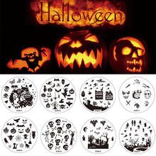 Halloween 1pcs Nail Art Round Stainless Stamping Plate Stamp Steel Plates DIY Polish Templates Nails Kit Tool no Stamper Scraper 2024 - buy cheap