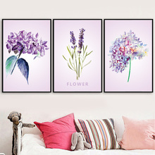 Pintura de acuarela para decoración de sala de estar, pintura de plantas de lavanda sobre lienzo para pared, impresiones e impresiones 2024 - compra barato