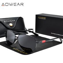 Мужские поляризационные солнцезащитные очки AOWEAR, классические брендовые зеркальные солнцезащитные очки для вождения, Lunette Soleil Homme Gafas 2024 - купить недорого