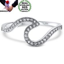 OMHXZJ Wholesale European Fashion Woman Girl Party Wedding Gift Simple 6 Colors AAA Zircon 925 Sterling Silver Ring RR114 2024 - buy cheap