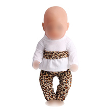 Boneca roupas de moda leopardo impressão terno apto 43 cm bonecas do bebê e 18 polegada menina bonecas acessórios f114 2024 - compre barato
