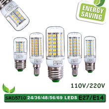 LED Corn Bulb E27 E14 LED Lamp 220V 110V Spotlight 24 36 48 56 69LEDs Chandelier Candle Bombillas SMD5730  Lampada for Home Dec 2024 - buy cheap