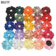 Wholesale 500pcs/lot 4.5cm Handmade Fabric Flower with Center Flat Back Girl Dress Decoration Headwear Accessories TH233 2024 - buy cheap
