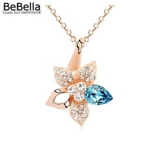 Ожерелье BeBella с подвеской в виде цветка из кристаллов Сваровски, для женщин, подарок 2024 - купить недорого