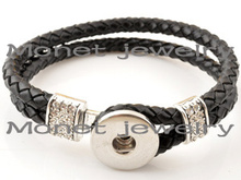 P00049 Hot wholesale Genuine Leather Bracelet&Bangles Cheaper DIY Rivca Snap Button Bracelet Men18mm Snap Button Jewelry 2024 - buy cheap
